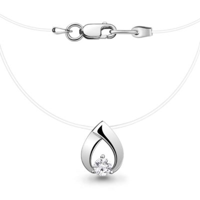 Серебряное колье на леске с фианитом