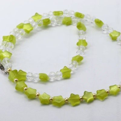 Серебряное колье с кристаллами Swarovski, кошачий глаз