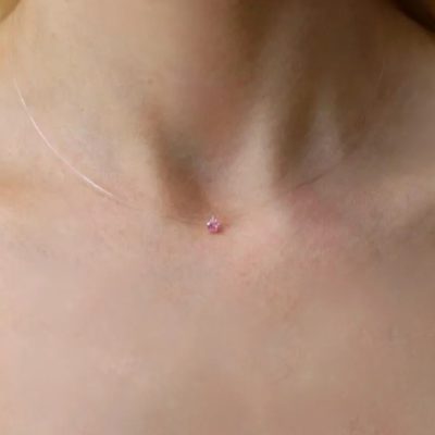 Колье на леске из серебра с фианитом